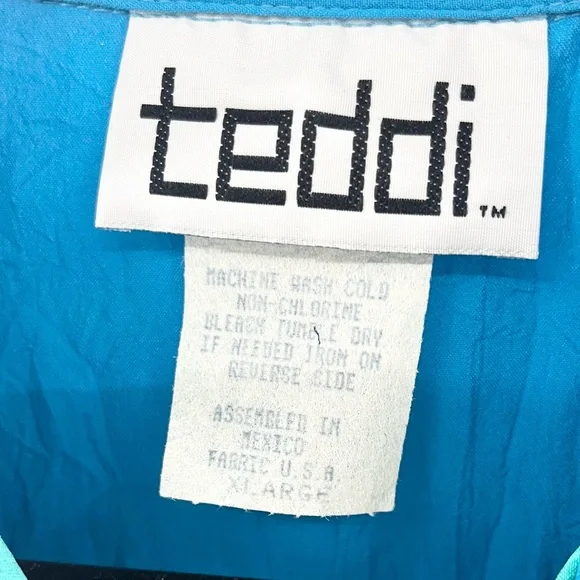 Vintage 80s Teddi Celestial Collared Blouse X Large Moon Stars Turquoise Purple - Picture 3 of 5